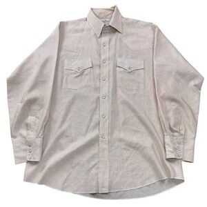 Prior Westerns Mens Vintage Tan Striped Heart Pearl Snap Western Shirt XL |G1